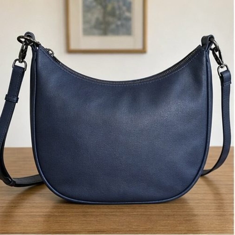 Navy Faux Leather Bag